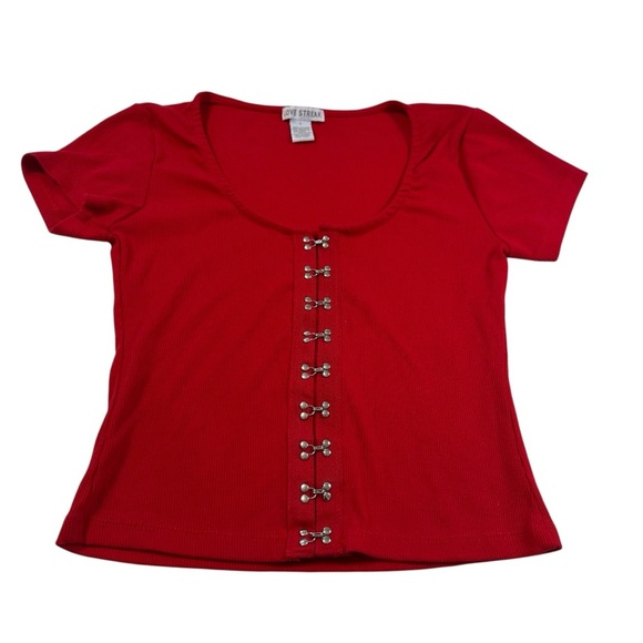 Vintage Y2K 90s Love Streak Red Crop Top Corset - Picture 1 of 8